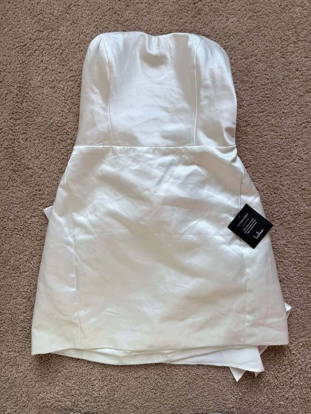 Lulus Soiree Hour White Strapless Satin Bow Mini Dress